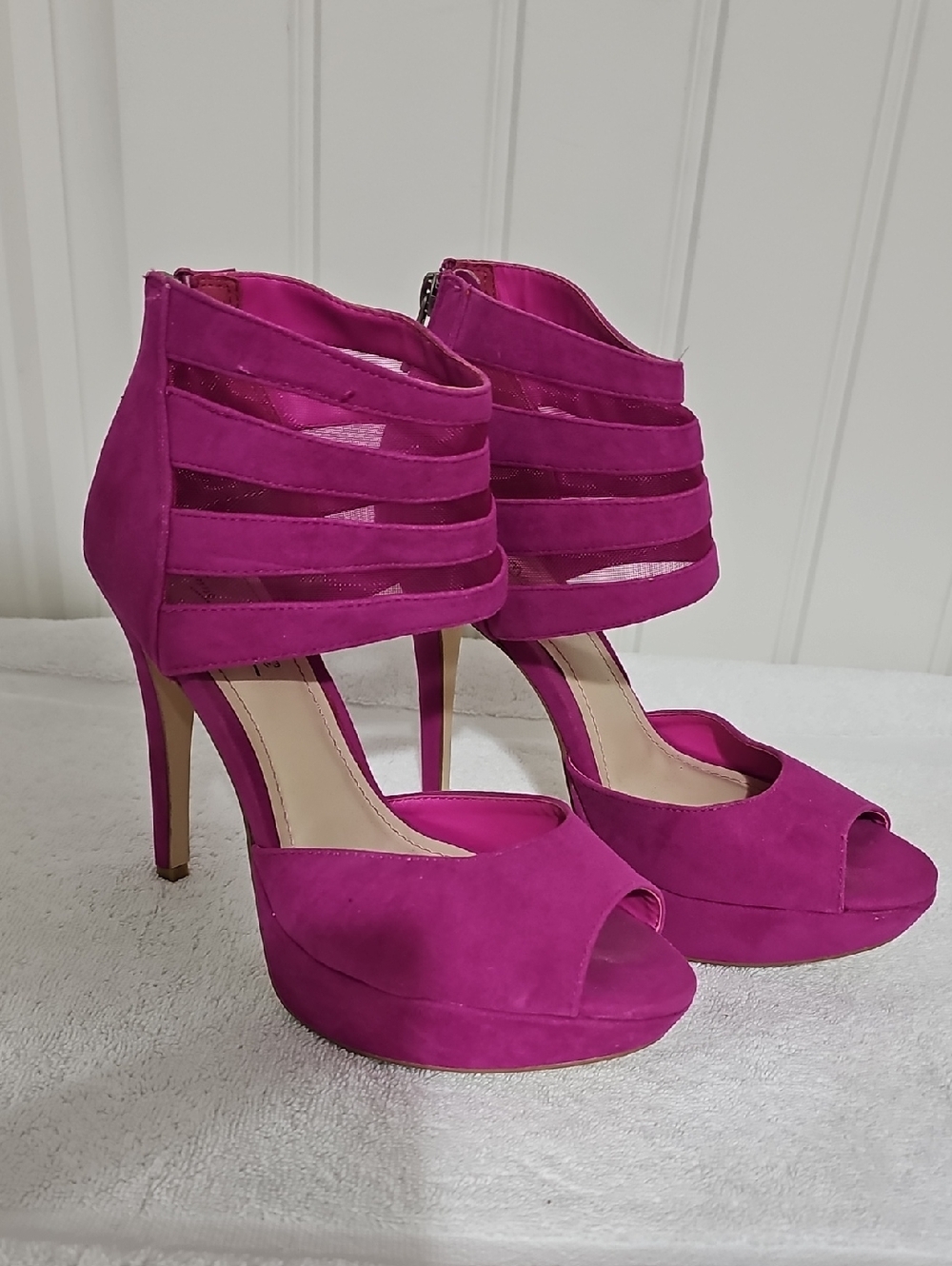 Ann Michell Magenta Peep-Toe Strappy High Heels